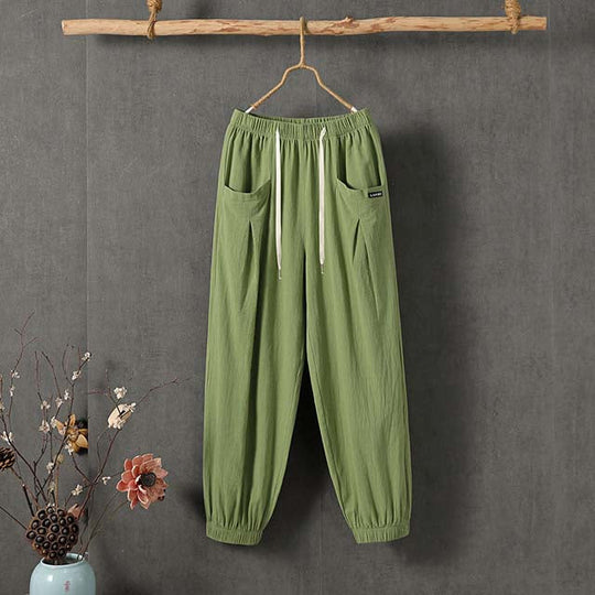 【Coton Et Lin】Einfarbige lockere Hose