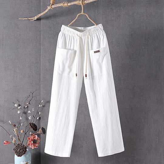【Coton Et Lin】Unifarbene Freizeit Hose