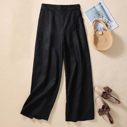 【Coton Et Lin】Lässige Hose mit weitem Bein