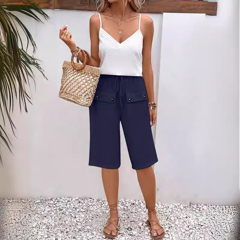 【Coton Et Lin】Lässige einfarbige Hose