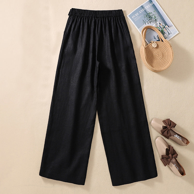 【Coton Et Lin】Lässige Hose mit weitem Bein
