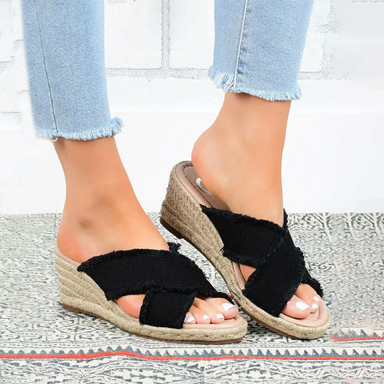 Bequeme Slipper mit Keilabsatz