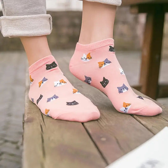 Set aus 5 Paar bedruckter Katzen-Socken