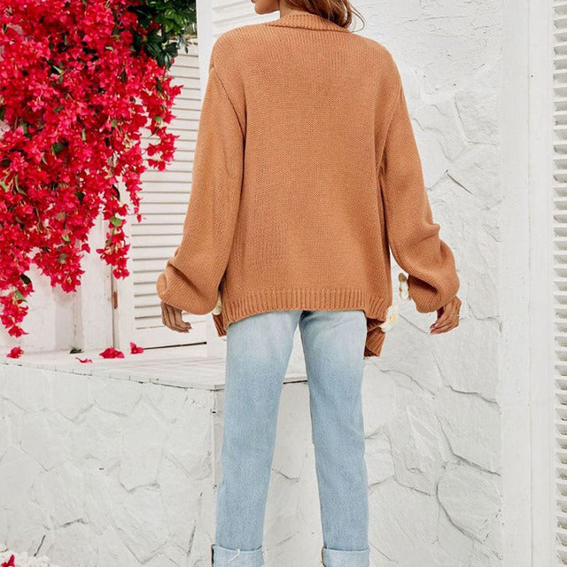 Lässiger Damen-Cardigan mit floraler 3D-Deko