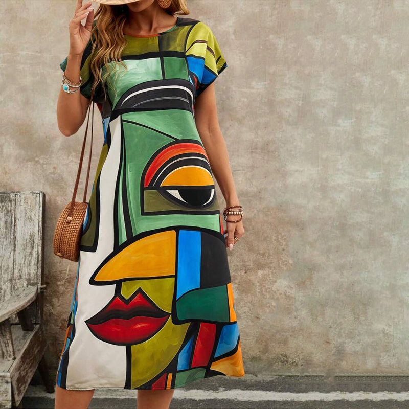 Lässiges Kleid mit abstraktem Muster