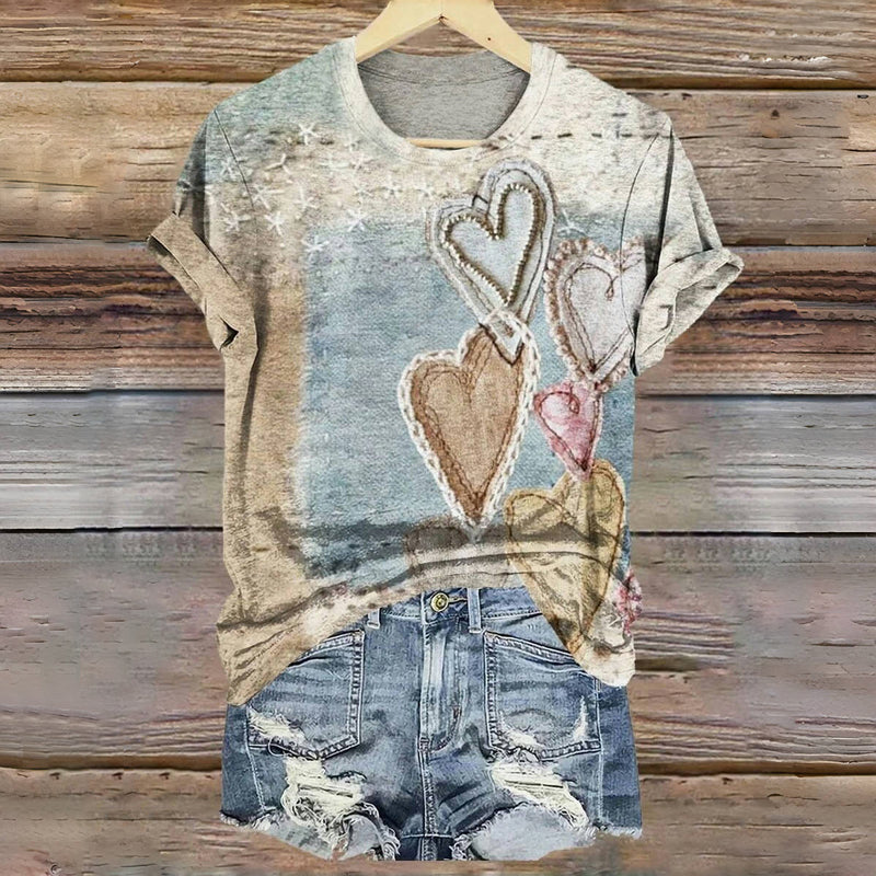 Vintage T-Shirt mit Herz-Print