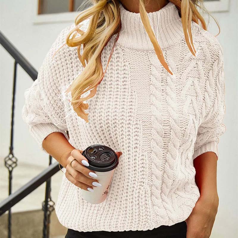 Lässiger Strickpullover mit Zopfmuster