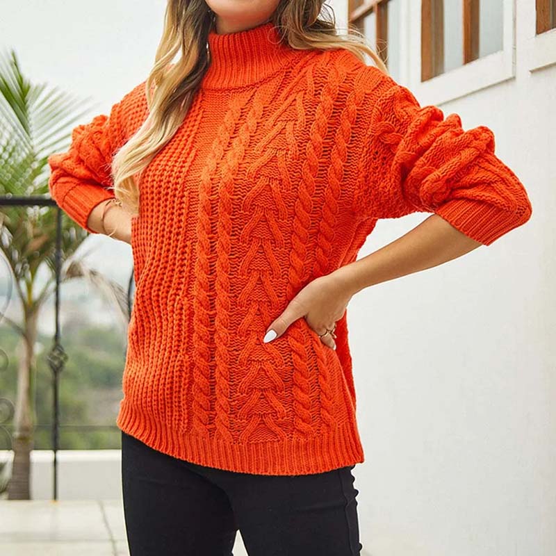 Lässiger Strickpullover mit Zopfmuster