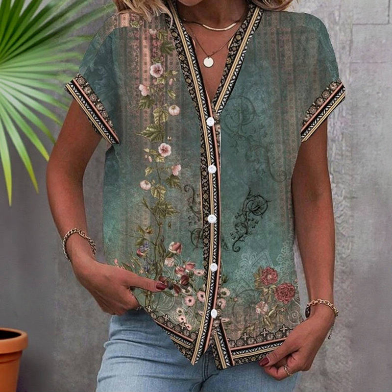 Vintage-Blumenmuster-Bluse