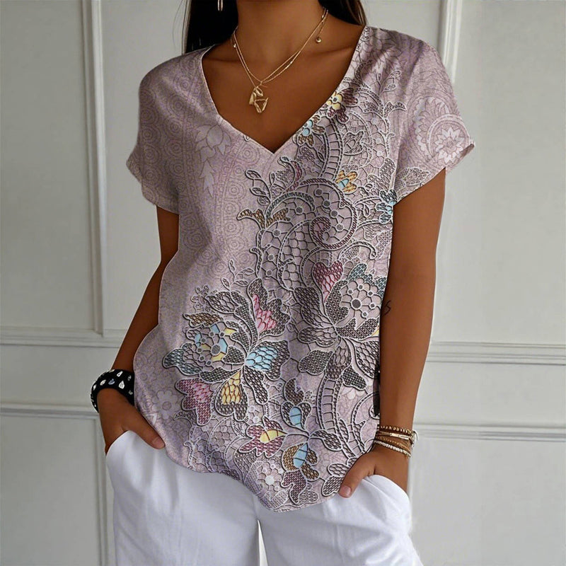 Vintage bedrucktes Blumen-T-Shirt