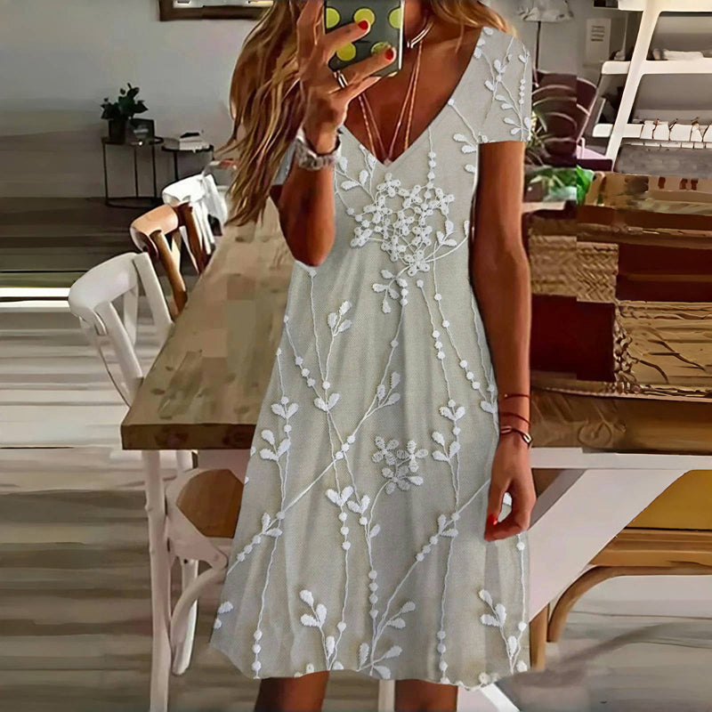 Vintage Blätterdruck Kleid