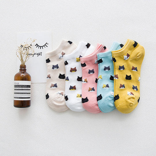 Set aus 5 Paar bedruckter Katzen-Socken