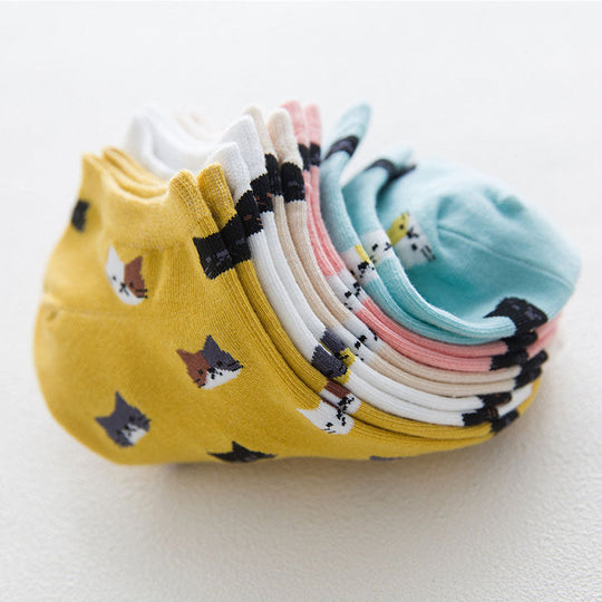 Set aus 5 Paar bedruckter Katzen-Socken