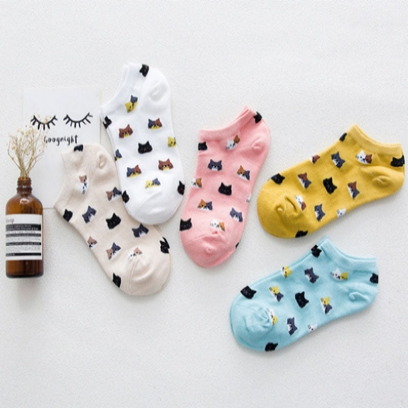 Set aus 5 Paar bedruckter Katzen-Socken