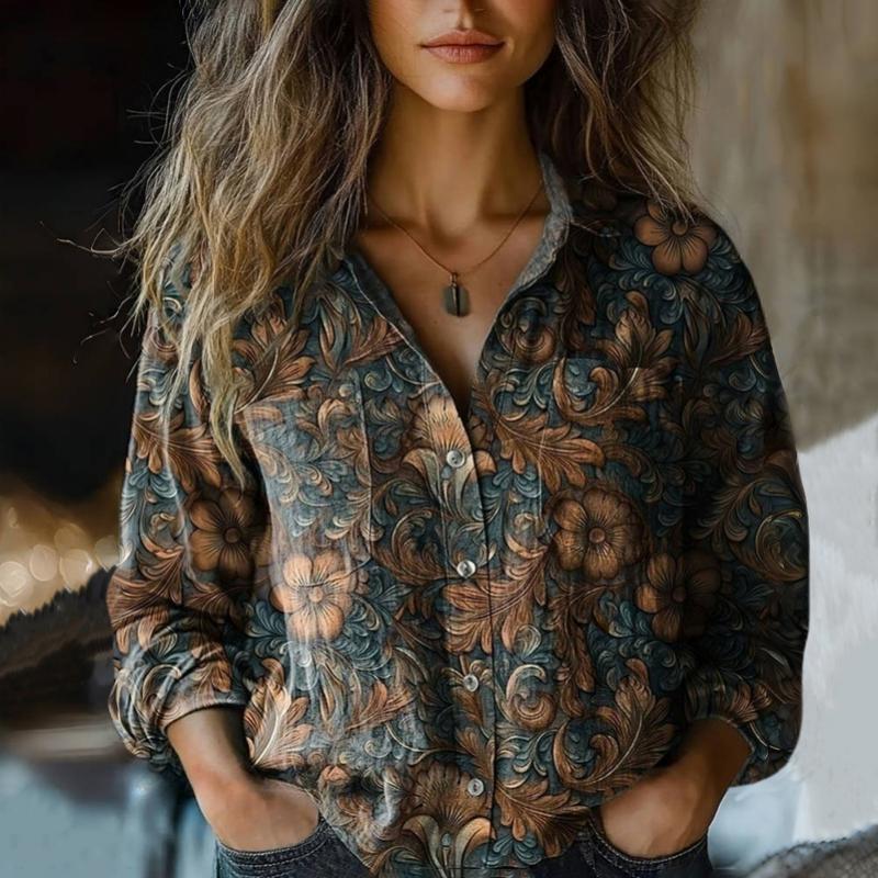 Blumenmuster Vintage-Bluse