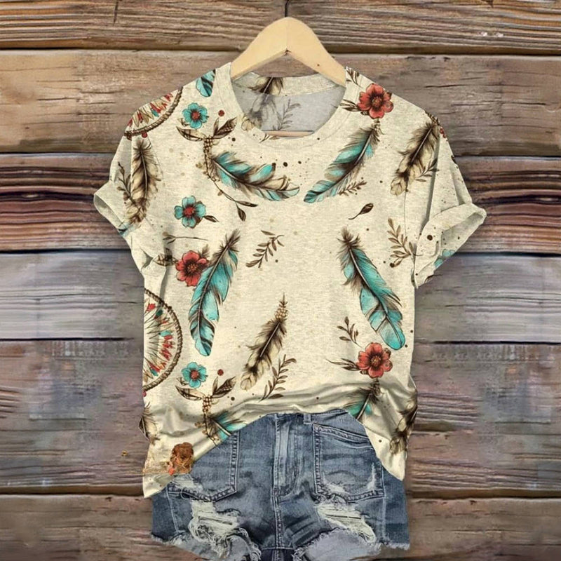 Vintage bedrucktes T-Shirt mit Blumenmuster
