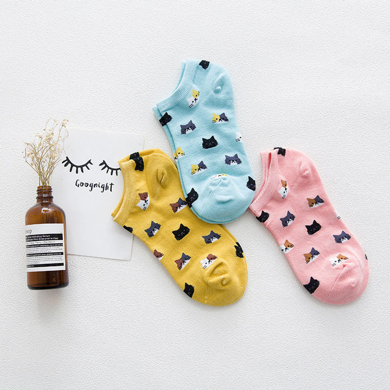 Set aus 5 Paar bedruckter Katzen-Socken