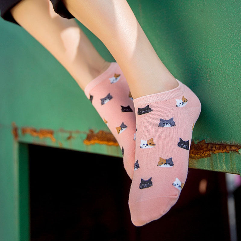 Set aus 5 Paar bedruckter Katzen-Socken