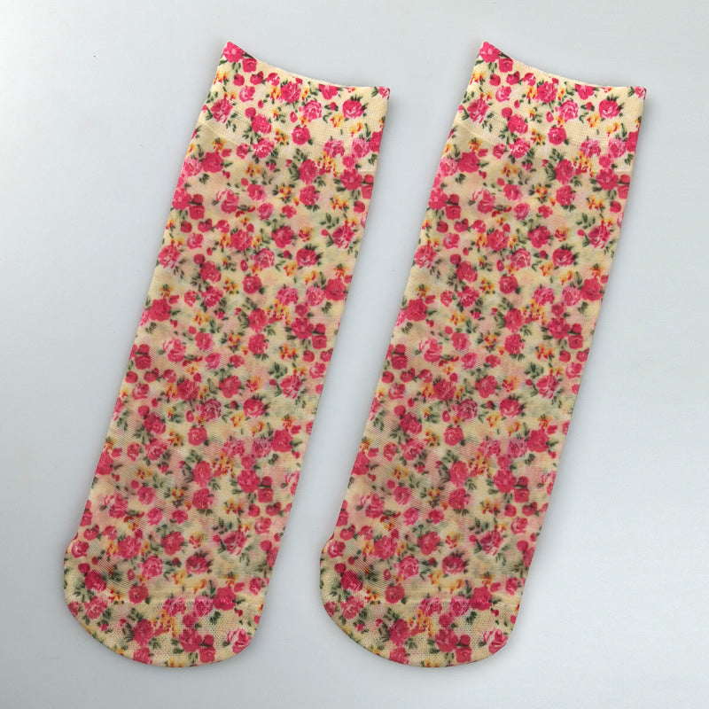 Atmungsaktive Blumen-Socken