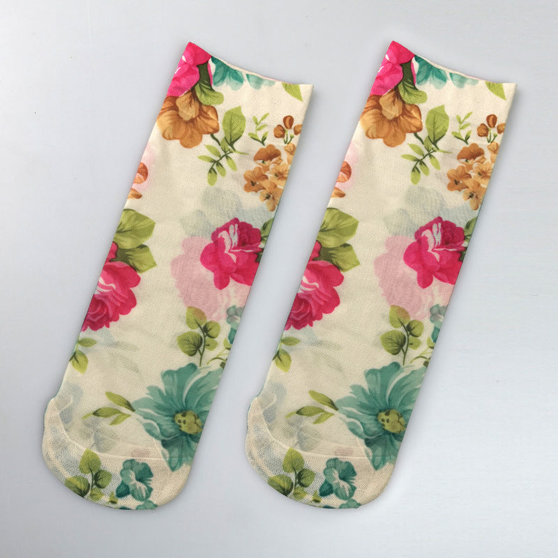 Atmungsaktive Blumen-Socken