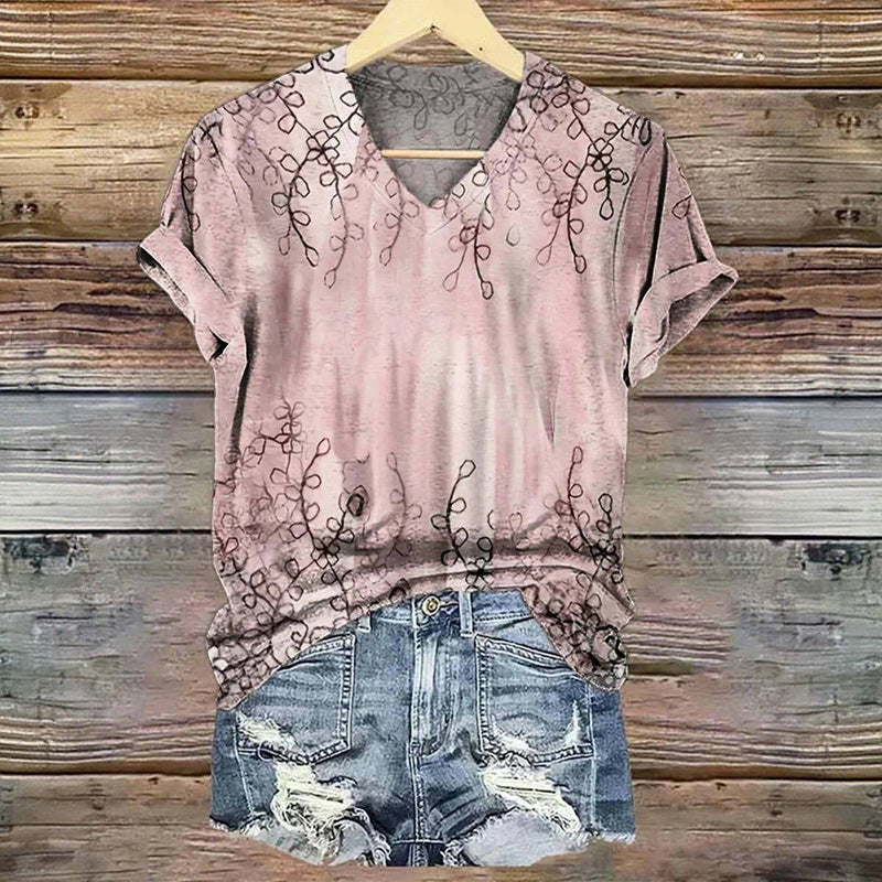 Vintage bedrucktes Blatt-T-Shirt