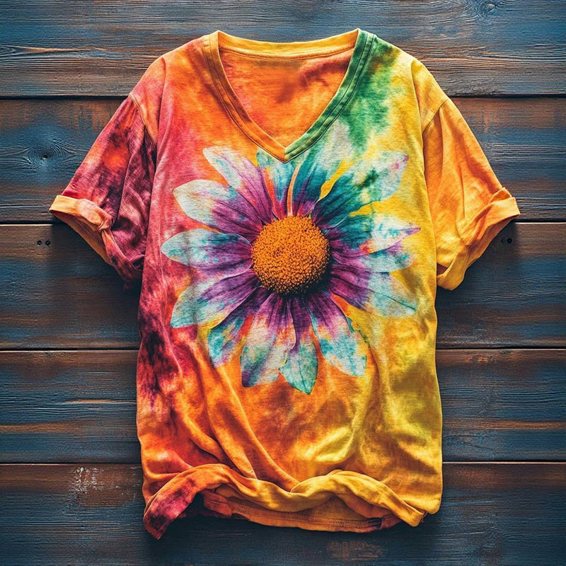 Vintage bedrucktes Blumen-T-Shirt