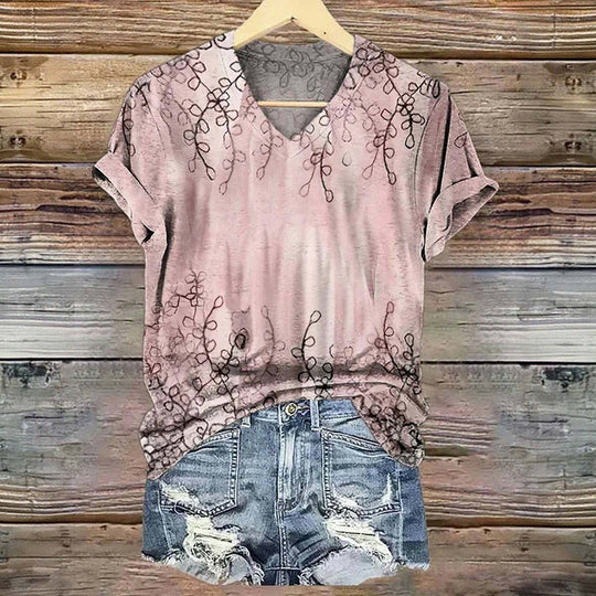 Vintage bedrucktes Blatt-T-Shirt