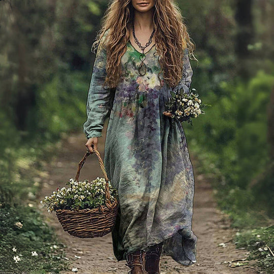 Vintage-Blumenmuster-Kleid