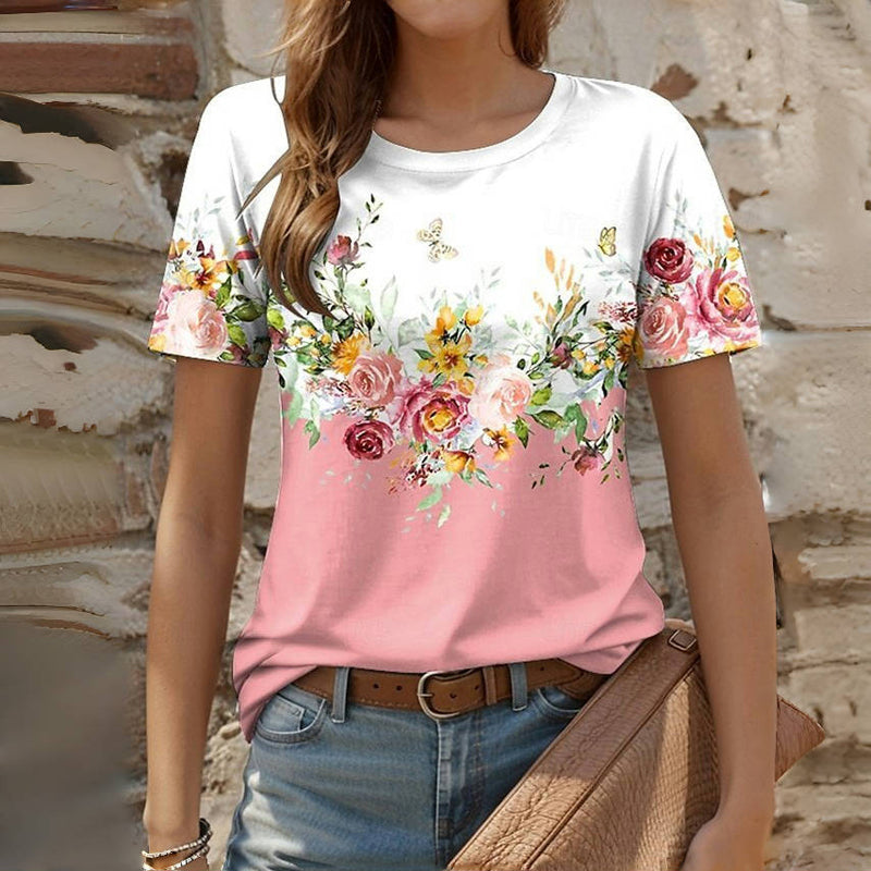 Lässiges T-Shirt mit Blumenmuster
