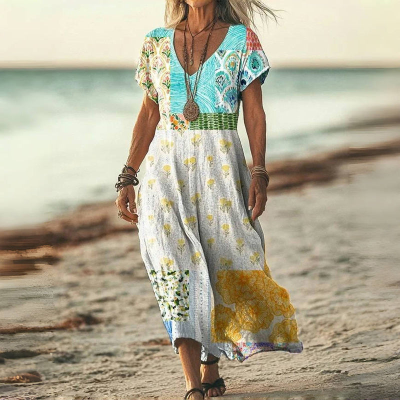 Vintage-Blumendruck-Kleid