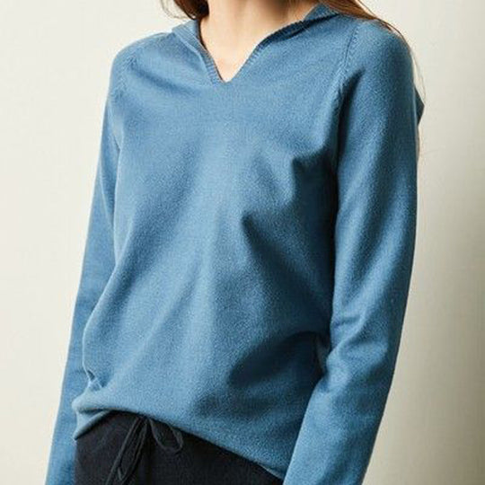 Einfarbige Kapuzen-Pull-Over