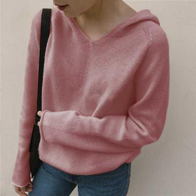 Einfarbige Kapuzen-Pull-Over