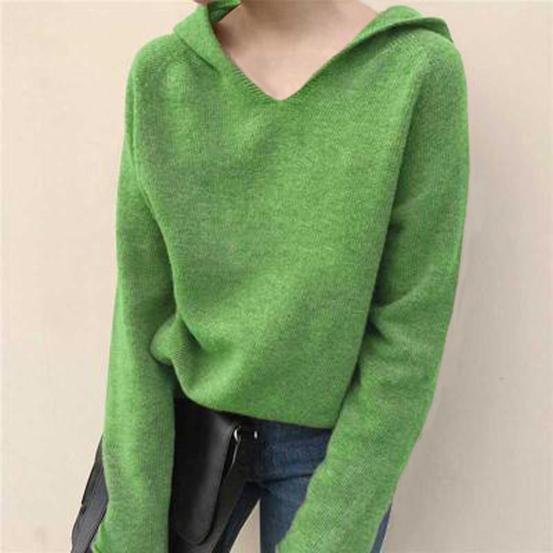 Einfarbige Kapuzen-Pull-Over