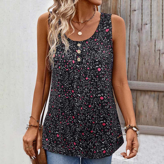 Vintage ärmelloses Oberteil mit Blumenmuster