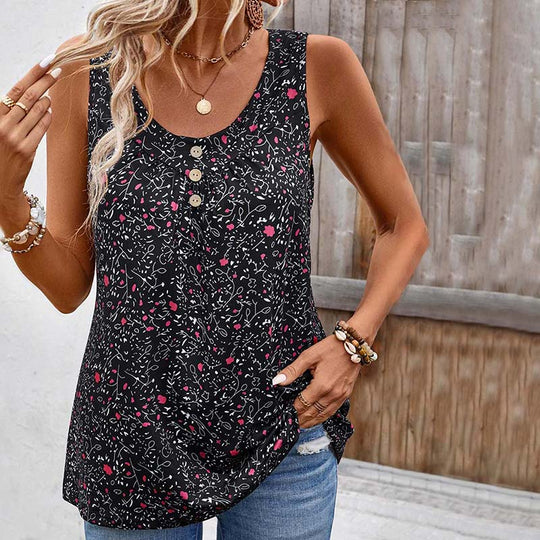 Vintage ärmelloses Oberteil mit Blumenmuster