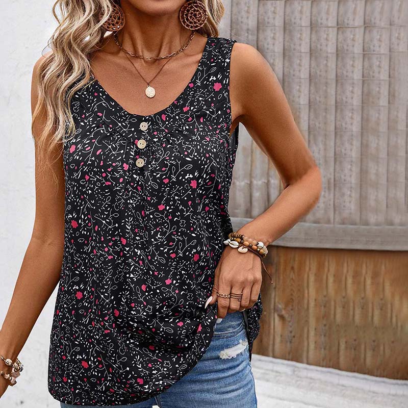 Vintage ärmelloses Oberteil mit Blumenmuster