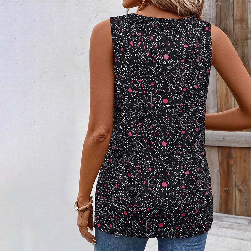 Vintage ärmelloses Oberteil mit Blumenmuster