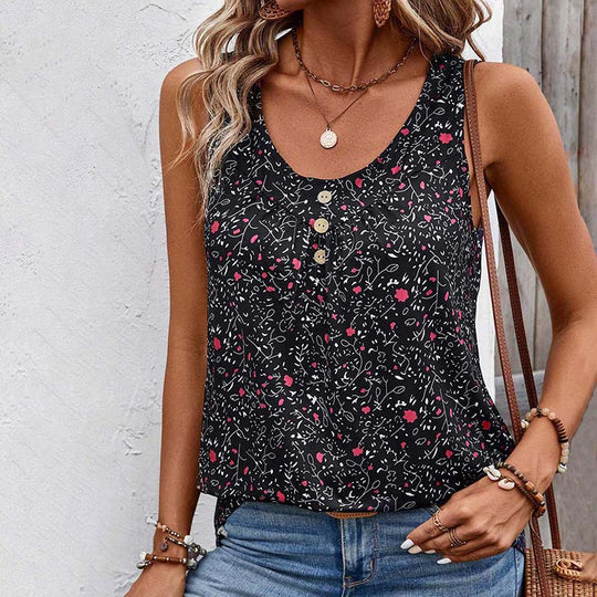 Vintage ärmelloses Oberteil mit Blumenmuster