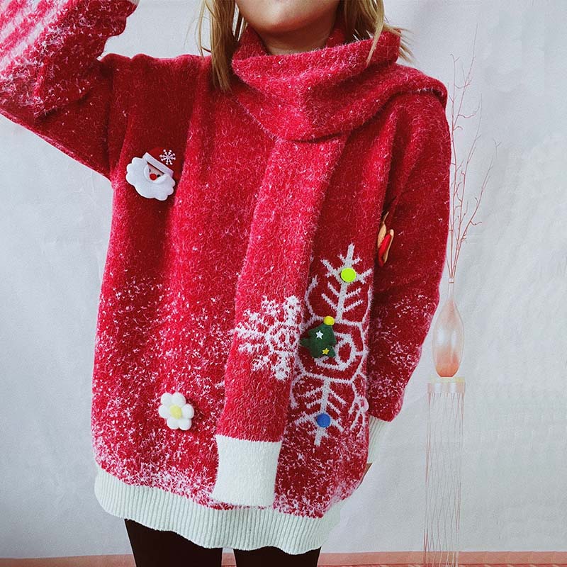 Doppel-Set aus Pullover und Weihnachts-Schal