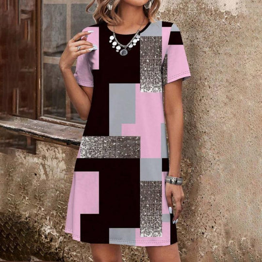 Legeres Kleid mit Farbblocks