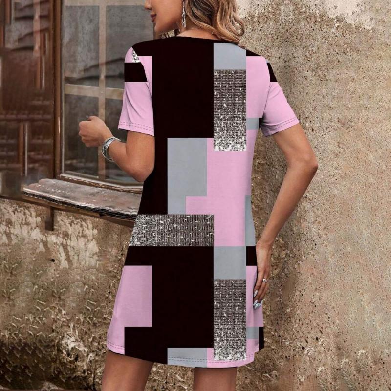 Legeres Kleid mit Farbblocks