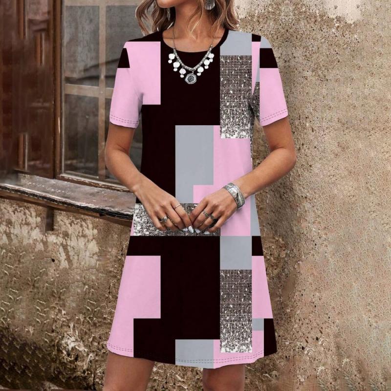 Legeres Kleid mit Farbblocks