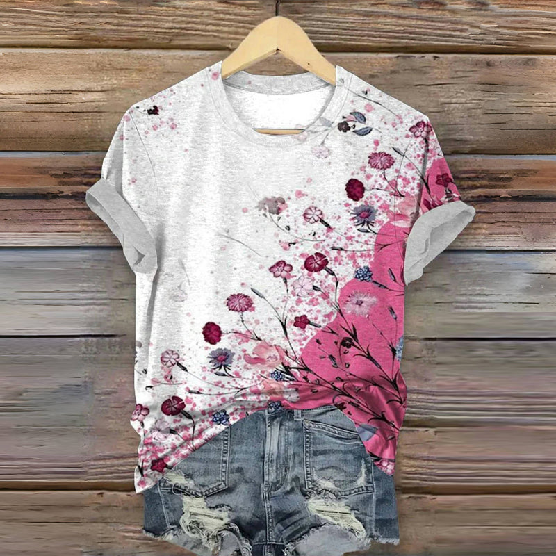 Vintage bedrucktes T-Shirt mit Blumenmuster