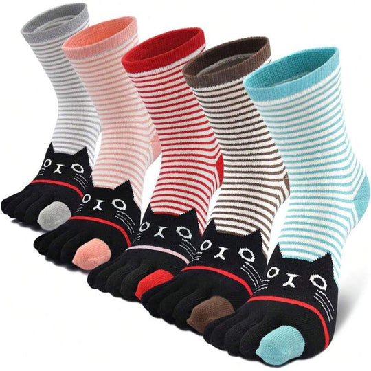 Fünf-Zehen-Socken mit tierischem Cartoon-Design