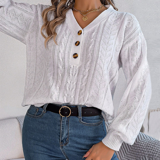 Lässiger gestrickter Pullover mit Zopfmuster