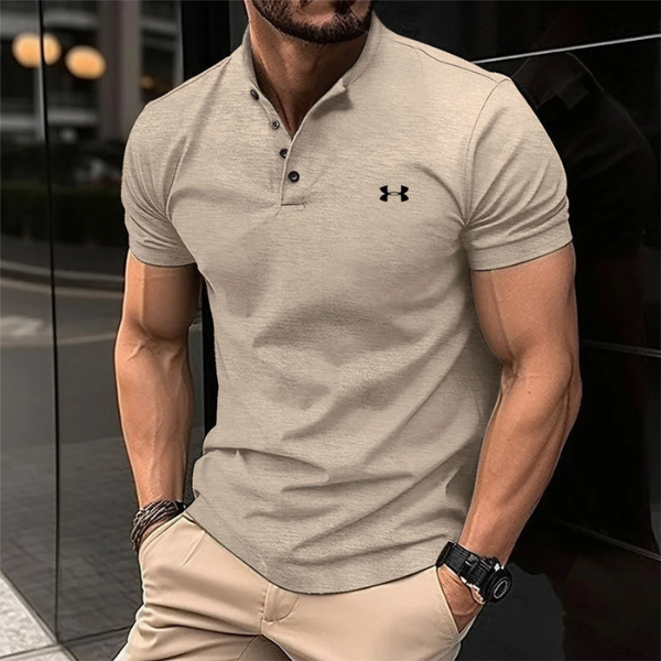 Herren-Poloshirt mit Knopfleiste und Henry-Kragen