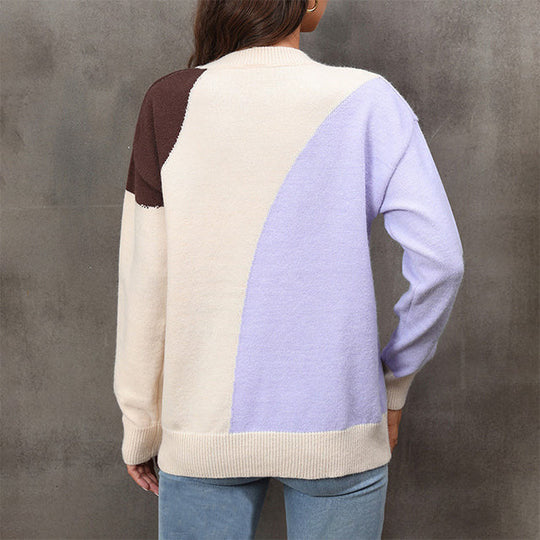 Entspannte kontrastfarbene Pullover