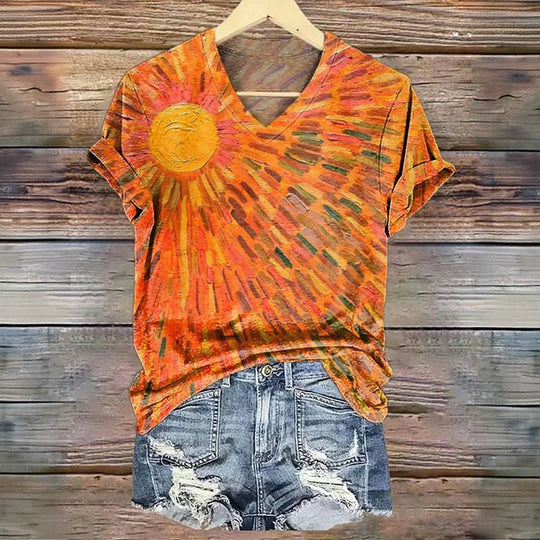 Designt-Shirt mit buntem abstrakten Druck