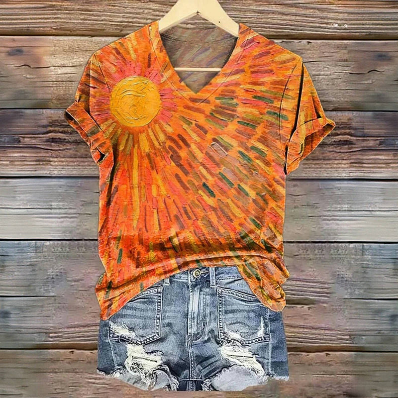 Designt-Shirt mit buntem abstrakten Druck