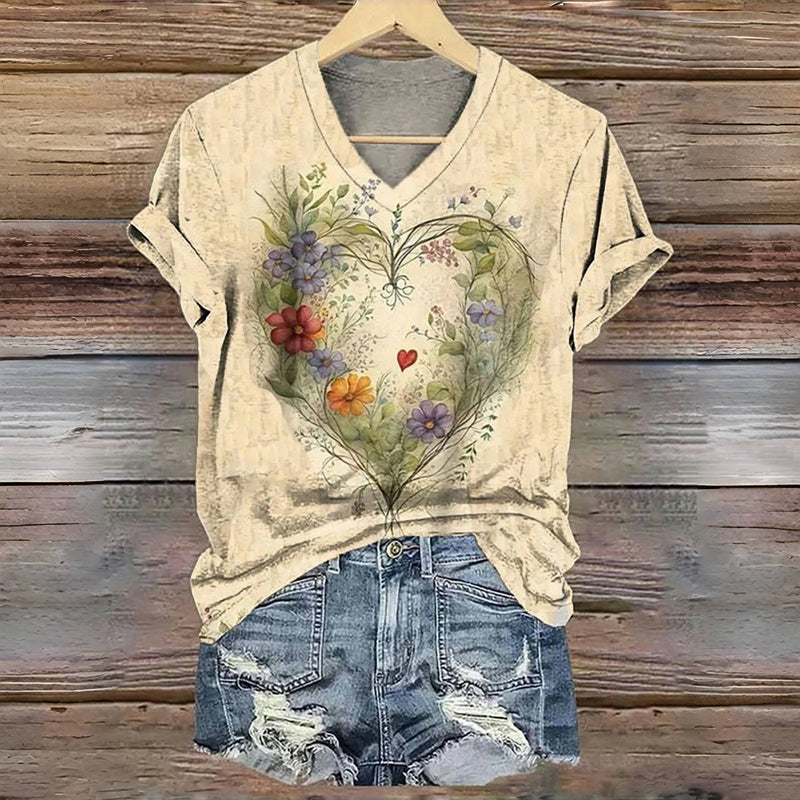 Vintage-Blumenmuster-T-Shirt